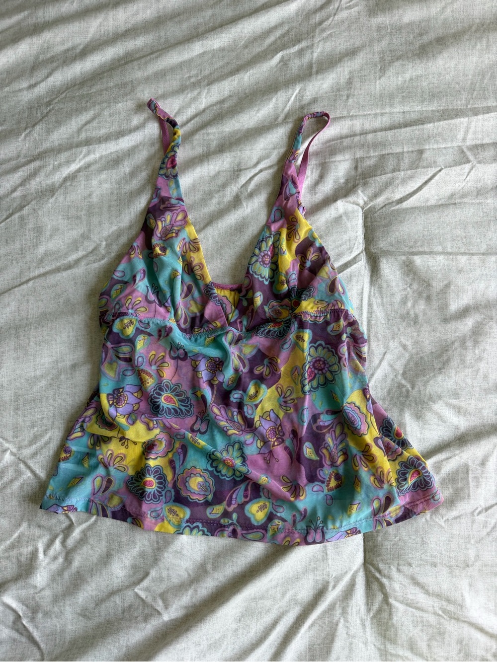 Body by Victoria Floral Sheer Mesh Cami Tank Top (L)